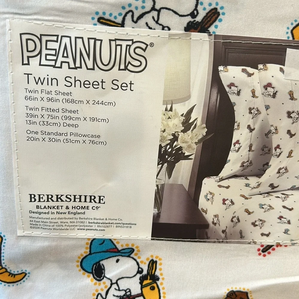 Berkshire Peanuts Snoopy Cowboy Western Rodeo Twin Bed Sheet Set New